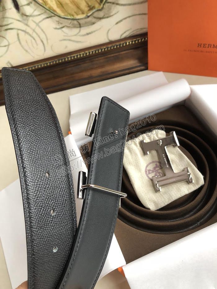 HERMES皮帶 愛馬仕原單 雙面用 原版皮手掌紋 金屬H大Logo 男士腰帶  hgh1972